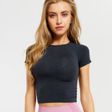 Lavender Short Sleeve Crop Top