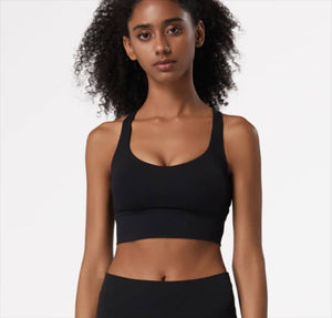 Black Round Neck Sport Crop Top