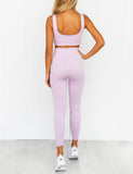 Peach Ribbed Slimming Legging Set