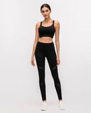 Black Scoop Neck Criss Cross Back Sports Top/Bra