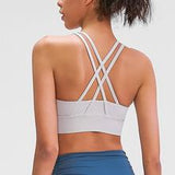 Black Scoop Neck Criss Cross Back Sports Top/Bra